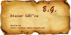 Bleier Géza névjegykártya